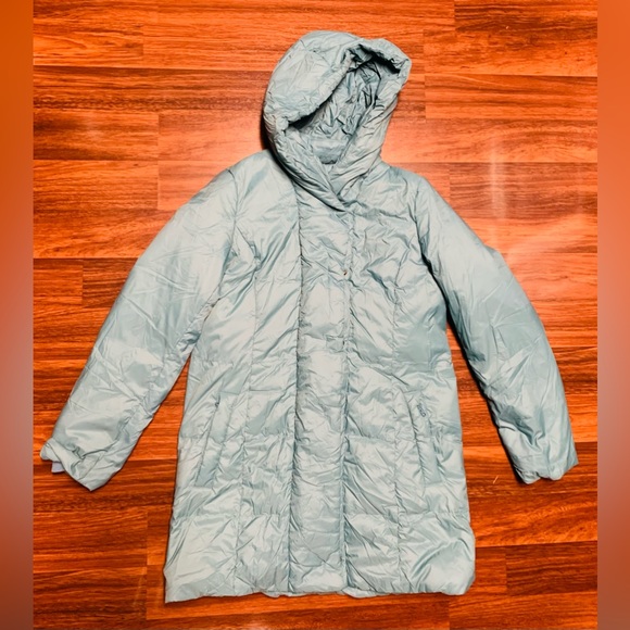 J. Jill Jackets & Blazers - J. Jill Emerson Down Puffer Jacket Hood Jacket Blue Topaz Size M Tall EUC
